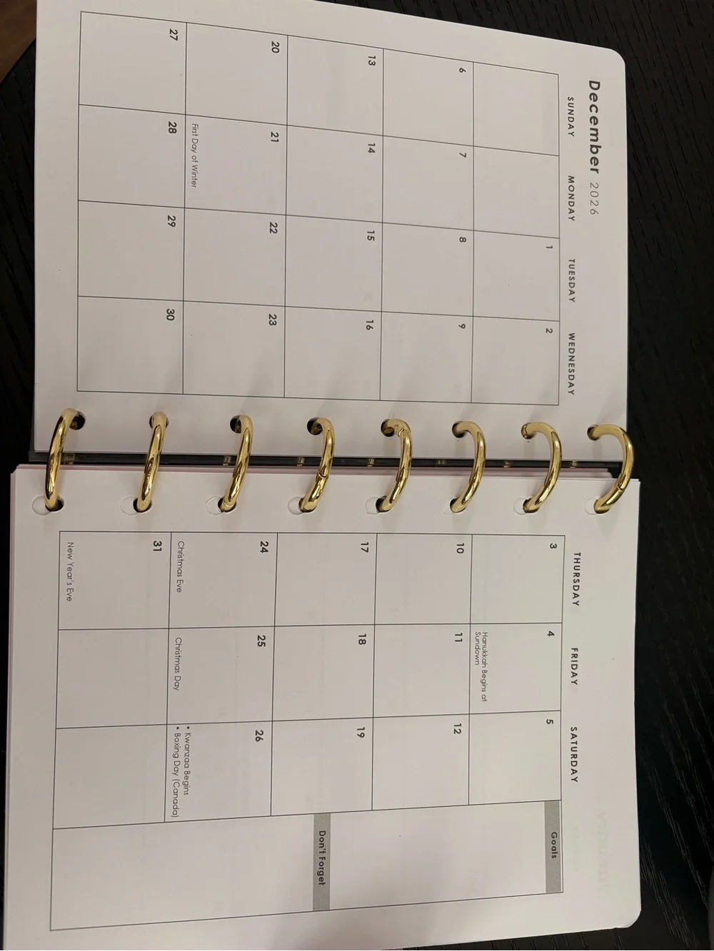 Tahari Blush Pink Weekly Planner with Gold Discs - New